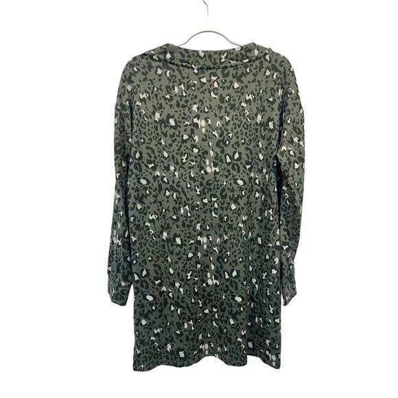 Jenni Womens Soft Knit Cozy V-Neck Sleepshirt Green Leopard Animal Print Small - Picture 2 of 10